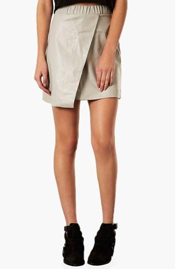 Topshop Faux Leather Skirt Light