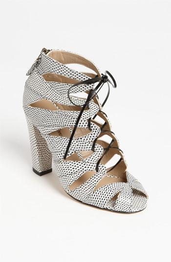 Delman  Darci  Sandal Ecru  Black Printed Lizard 9 M