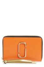 Women's Marc Jacobs Small Snapshot Leather Zip-around Wallet - Orange