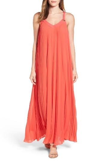 Women's Michael Michael Kors Pleat Grommet Maxi Dress - Red