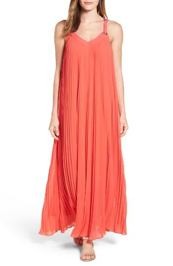 Women's Michael Michael Kors Pleat Grommet Maxi Dress - Red