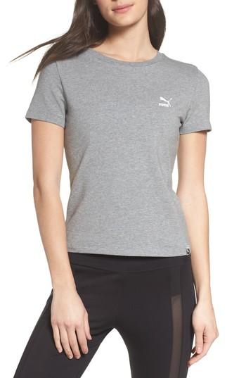 Women's Puma Logo Tee, Size - Grey