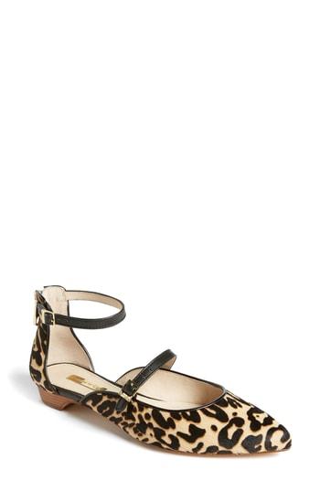 Women's Louise Et Cie Claire Genuine Calf Hair Ankle Strap Flat M - Brown
