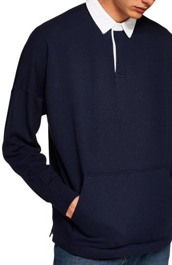 Men's Topman Rugby Sweatshirt - Blue