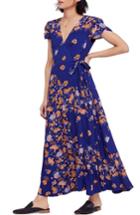 Women's Free People Gorgeous Jess Wrap Maxi Dress - Blue