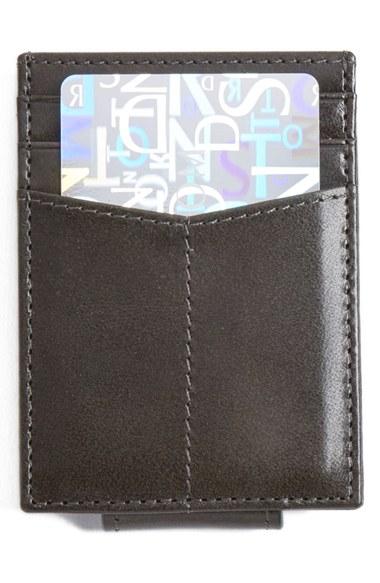 Men's Johnston & Murphy Leather Money Clip Card Case - Grey