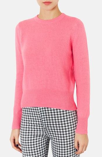 Topshop Angora Knit Sweater Pink