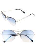 Women's Tom Ford Annabel 58mm Cat Eye Sunglasses - Rose Gold/ Blue Havana/ Blue