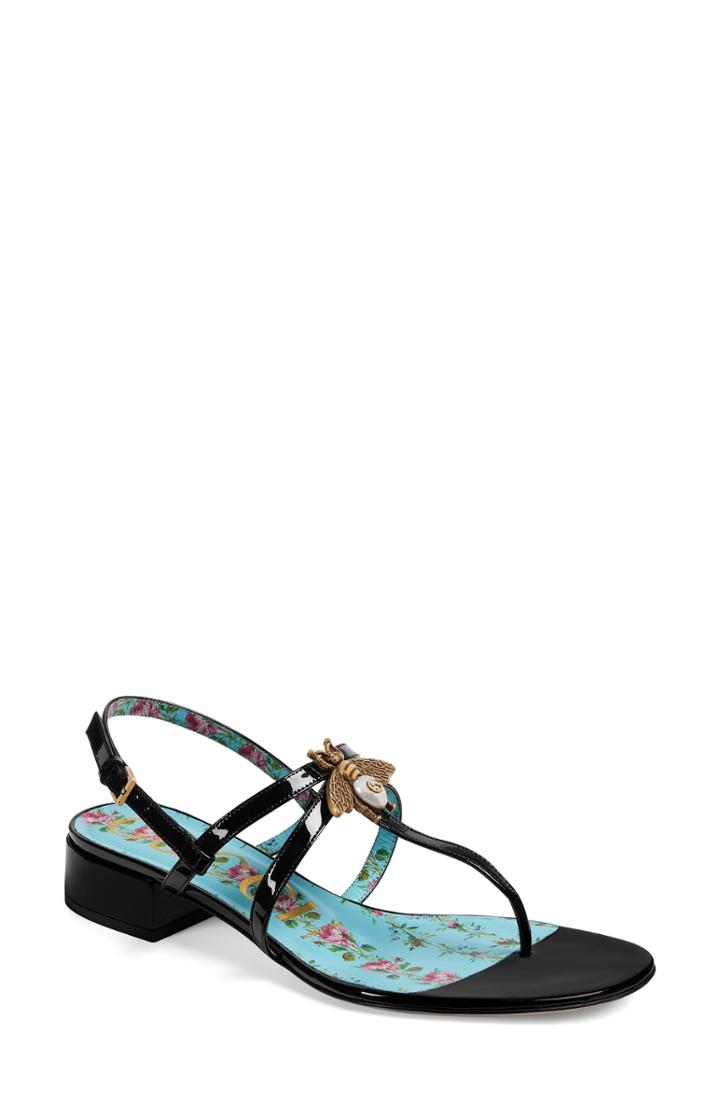 Women's Gucci Bee Thong Sandal Us / 36eu - Black