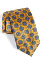 Men's David Donahue Medallion Silk Tie, Size - Yellow