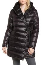 Women's Dkny Water Resistant Packable Down Parka With Tie Closure