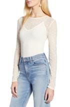 Women's Halogen Sheer Mesh Dot Top - Ivory