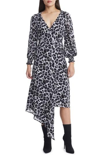 Women's Afrm Amalfi Lantern Wrap Dress - Grey