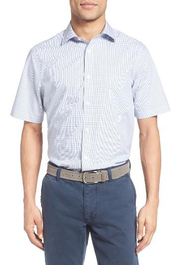 Men's Nordstrom Men's Shop Smartcare(tm) Regular Fit Windowpane Short Sleeve Sport Shirt, Size - White