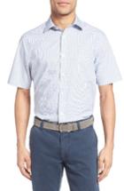 Men's Nordstrom Men's Shop Smartcare(tm) Regular Fit Windowpane Short Sleeve Sport Shirt, Size - White