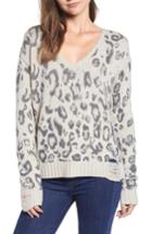 Women's Pam & Gela Leopard V-neck Sweater - Beige