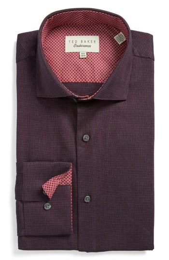 Men's Ted Baker London Endurance Trim Fit Pattern Dress Shirt - 32/33 - Red