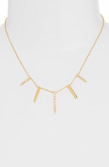 Women's Cz By Kenneth Jay Lane Pave Spike Cubic Zirconia Frontal Necklace