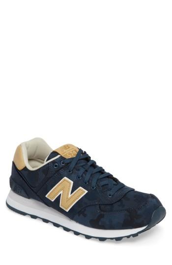Men's New Balance 574 Camo Sneaker D - Blue