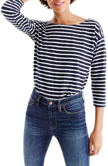 Women's J.crew Stripe Boatneck Tee