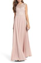 Women's Hayley Paige Occasions Lace & Chiffon Gown - Blue