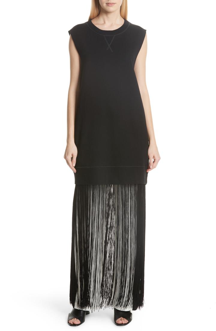 Women's Mm6 Maison Margiela Fringe Hem Sweatshirt Dress