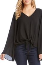 Women's Karen Kane Bell Sleeve Tie Front Top - Black