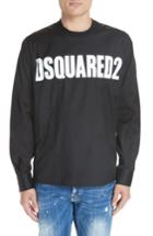 Men's Dsquared2 Logo Print Poplin Long Sleeve Shirt Eu - Black
