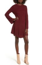 Women's Cotton Emporium Flared Sleeve Sweater Dress - Burgundy