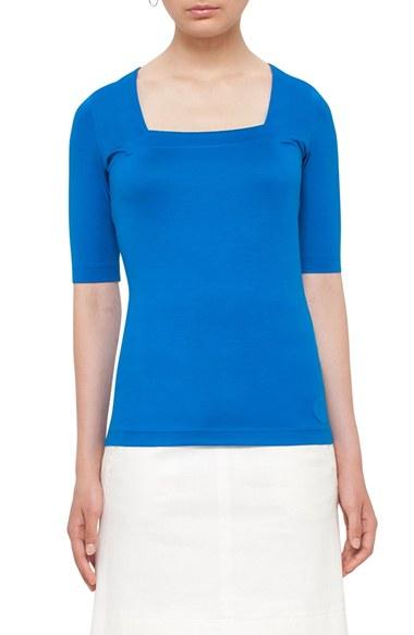 Women's Akris Punto Square Neck Stretch Jersey Tee