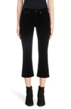Women's Saint Laurent Stretch Velvet Crop Pants - Black