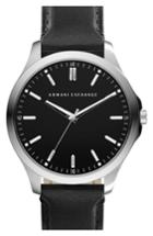 Men's Ax Armani Exchange Round Leather Strap Watch, 45mm