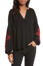 Women's Rebecca Minkoff Bethany Embroidered Blouse, Size - Black