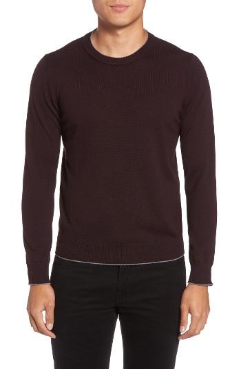 Men's Eleventy Virgin Wool Crewneck Sweater - Burgundy