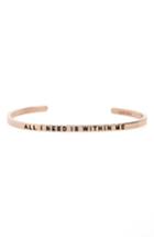 Women's Mantraband All I Need Is Within Me Cuff Bracelet