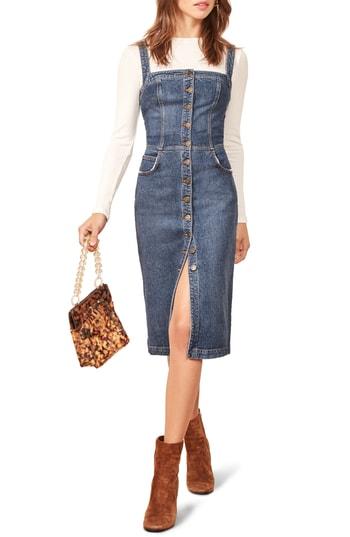 Women's Reformation Camille Denim Overall Dress - Blue