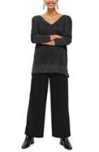Women's Topshop Cross Back Longline Metallic Sweater Us (fits Like 0-2) - Black