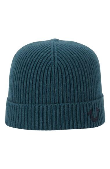 Men's True Religion Brand Jeans Rib Knit Cap - Green