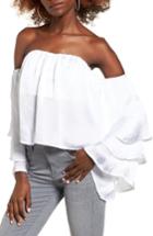 Women's 4si3nna Ruffle Off The Shoulder Top - White