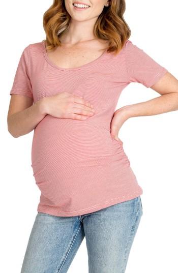 Women's Nom Maternity 'tate' Stripe Maternity Top - Red