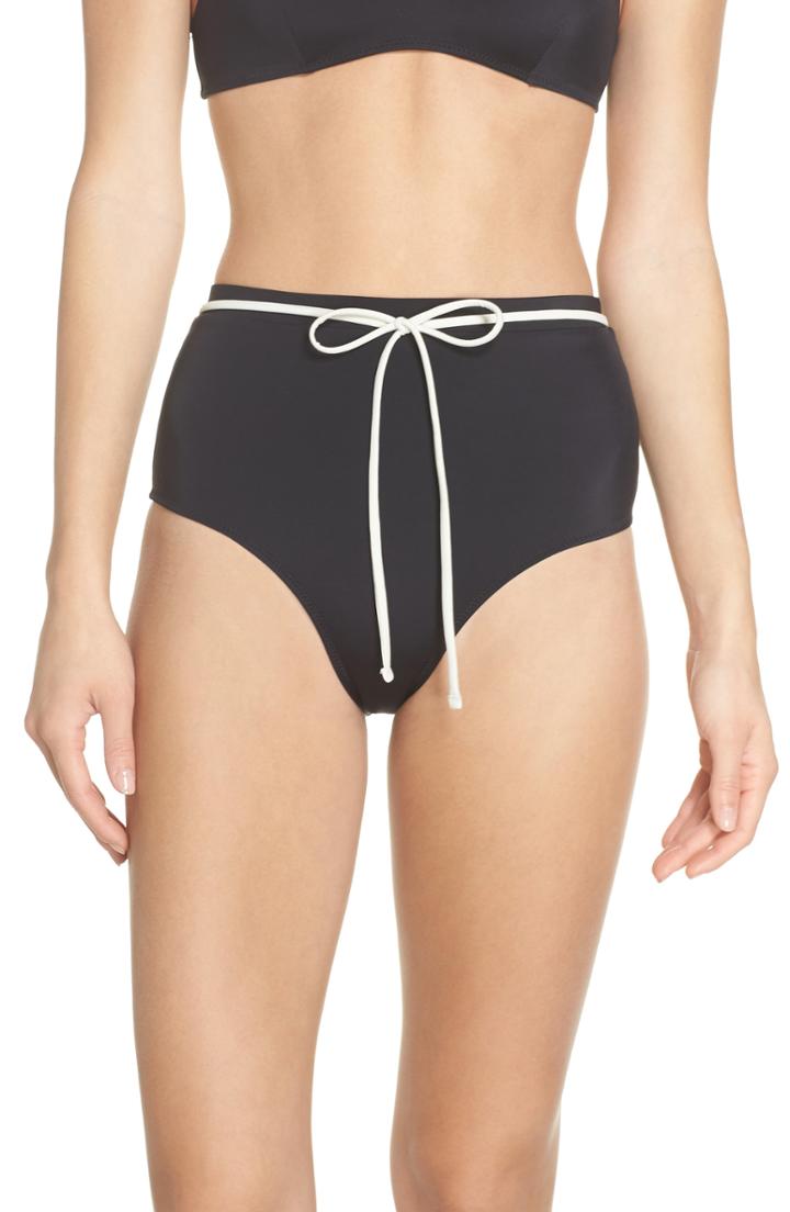 Women's Solid & Striped Cora High Waist Bikini Bottoms