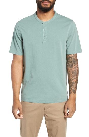 Men's Vince Regular Fit Garment Dye Short Sleeve Henley - Green