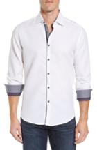 Men's Stone Rose Slim Fit Waffle Texture Sport Shirt (m) - White