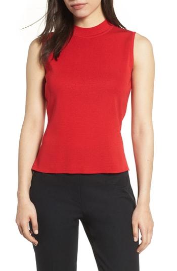 Women's Ming Wang Mock Neck Knit Tank - Red