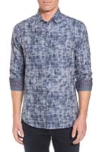 Men's Stone Rose Slim Fit Twill Fx Print Sport Shirt (m) - Blue