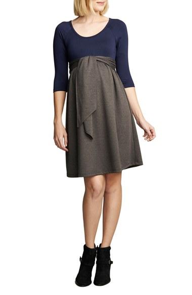 Women's Maternal America Tie Front Maternity Dress - Grey