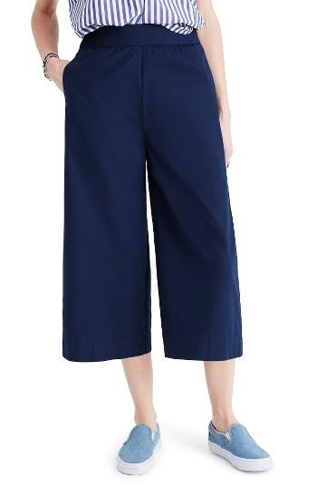 Women's Madewell Mayfield Cotton Poplin Culottes, Size - Blue