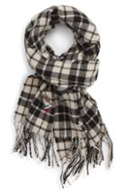 Men's Polo Ralph Lauren Embroidered Bear Plaid Wool Blend Scarf, Size - Black