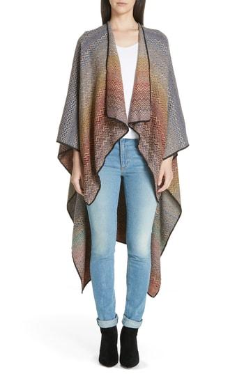 Women's Missoni Zigzag Wool Blend Cape, Size - Blue