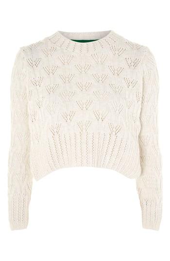 Women's Topshop Geo Stitch Sweater Us (fits Like 0) - Ivory